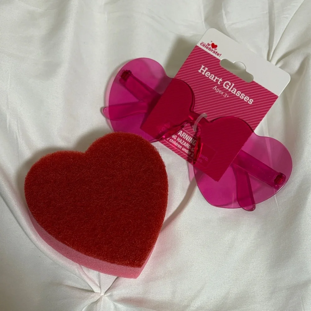 Pink Heart Glasses with Red Sponge by Celebrate It